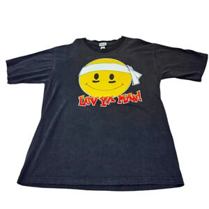 Vintage Smiley Face “Luv Ya Man!” Graphic Tee Savvy XXL Y2K Streetwear